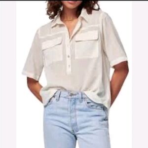 Faherty "The Uptown Shirt" Organic Cotton Blouse, Short Sleeve